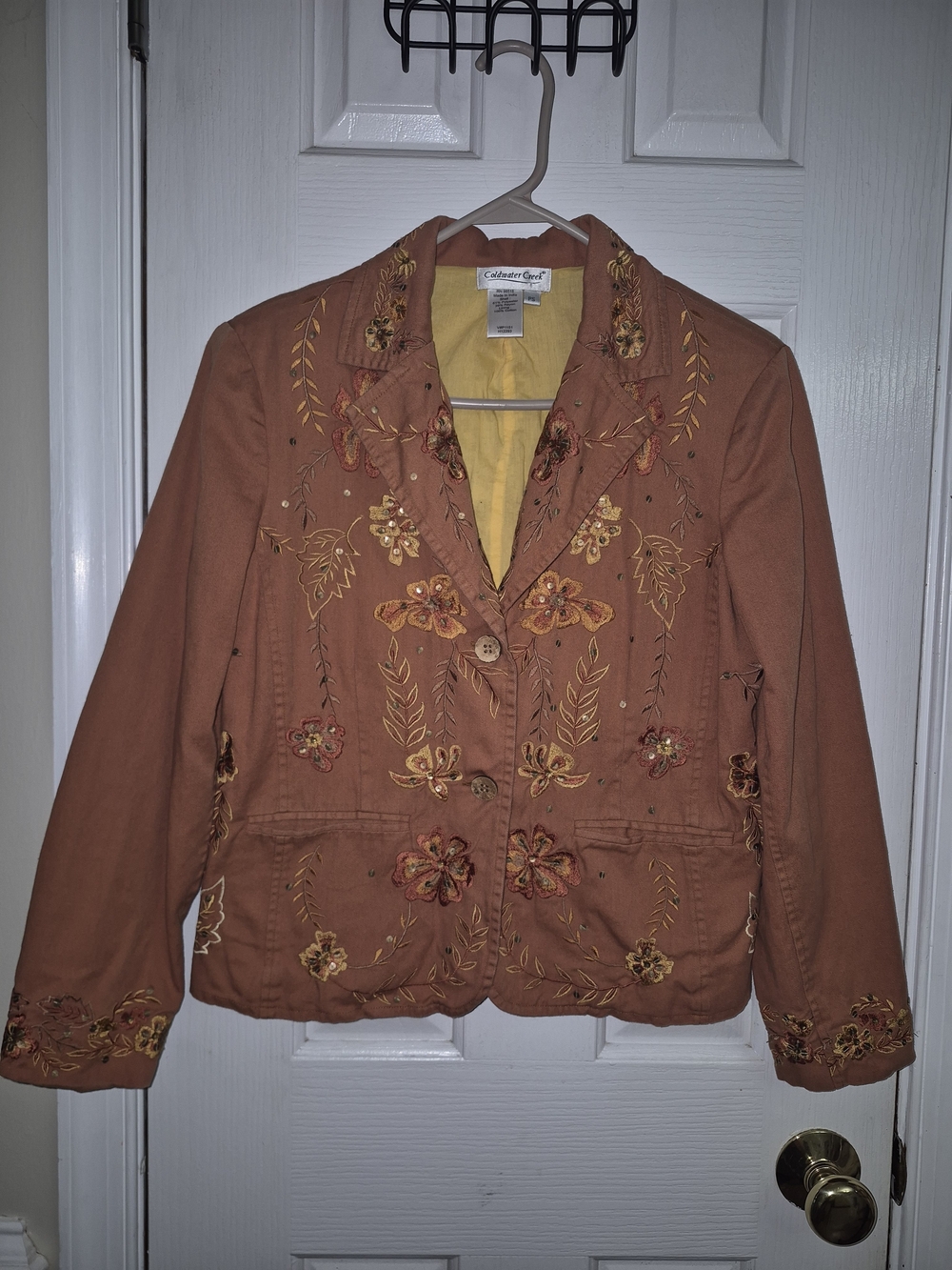 Coldwater Creek Rust Embroidered Floral Blazer